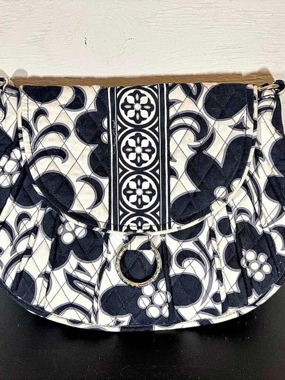 Vera Bradley Night and Day Flap Shoulder Bag Black & White